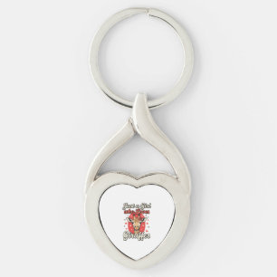 Schattig Giraffe-liefhebber Vintage Meisje T-shirt Sleutelhanger