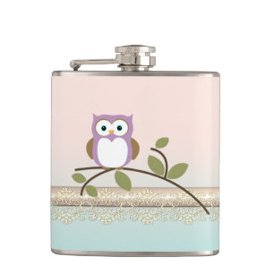 Schattig Girly Cute Owl Heupfles