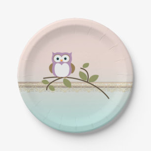 Schattig Girly Cute Owl Papieren Bordje