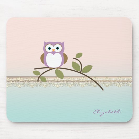 Schattig Girly Cute Owl-Personalized Muismat (Voorkant)