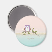 Schattig Girly Cute Owl, persoonlijk Magneet (Voorkant / Achterkant)