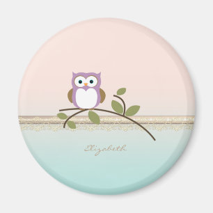 Schattig Girly Cute Owl, persoonlijk Magneet