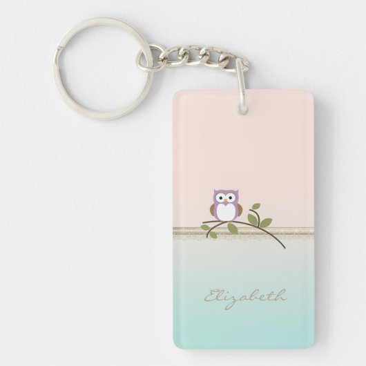 Schattig Girly Cute Owl Sleutelhanger (Voorkant)