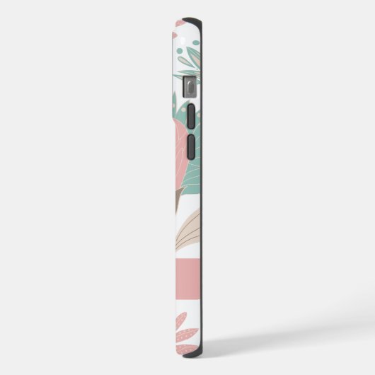 Schattig girly floral botanisch monogram patroon iPhone hoesje (Linkerkant)