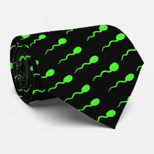 Schattig Glimlachend Neon Groen Spermapatroon Stropdas