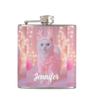 Schattig gloeiend rendier kitty winter fantasie heupfles