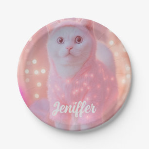 Schattig gloeiend rendier kitty winterfantasie     papieren bordje