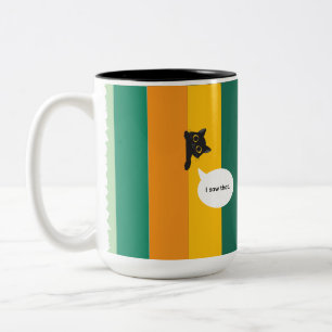 Schattig glurend katten cadeau voor kattenliefhebb tweekleurige koffiemok