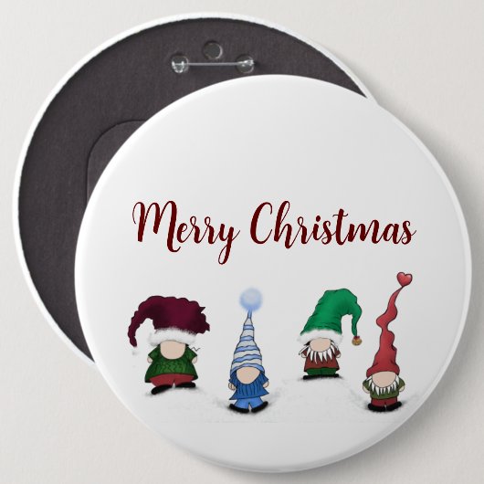 Schattig Gnome Posse Ronde Button 6,0 Cm (Voorkant /achterkant)