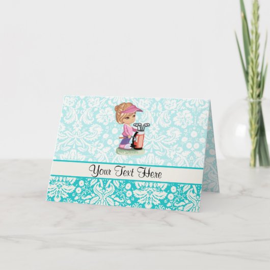 Schattig golf; Damast Patroon Kaart (Voorkant)
