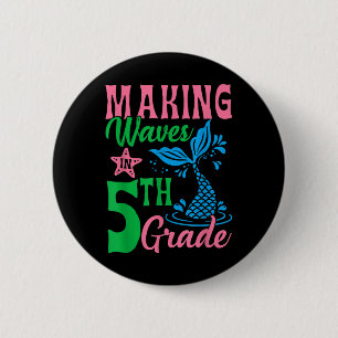 Schattig golven maken in 5e klas zeemeerminliefheb ronde button 5,7 cm