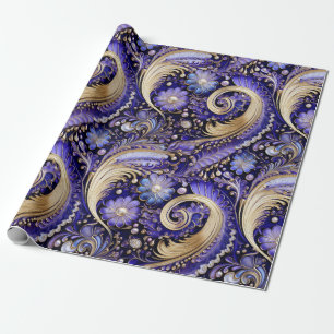 Schattig Goud/Violet/Paisley Kerstmis Cadeaupapier
