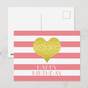 Schattig gouden hart roze en witte gelukkige verja briefkaart