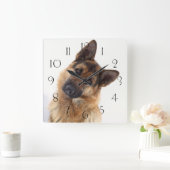 Schattig grappig duits herder portret vierkante klok (Huis)