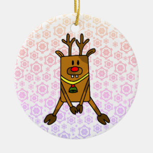 Schattig Grappig Hert met Sneeuwvlokken Keramisch Ornament