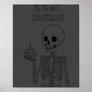 Schattig Grappig Kawaii Skelet Verjaardag Schedel  Poster