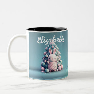 Schattig, grappig, konijn, kawaii stijl tweekleurige koffiemok