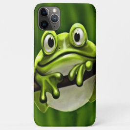 Schattig grappig lachend groen kikker in de boom iPhone 11 pro max hoesje