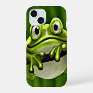 Schattig grappig lachend groen kikker in de boom iPhone 15 hoesje