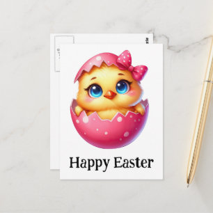 Schattig Grappig Lief Paas Kuiken Roze Ei Briefkaart