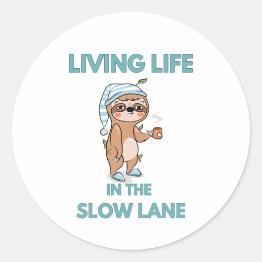 schattig grappig luiaard ronde sticker (Voorkant)