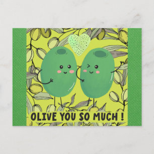 Schattig Grappig Olijf Je Ik Hou Van Jou Briefkaart