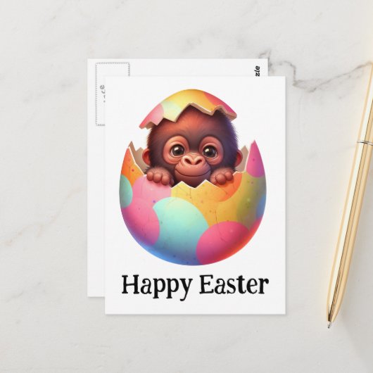 Schattig Grappig Schattige Pasen Baby Primaat Briefkaart (Voorkant / Achterkant in situ)