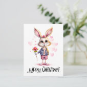 Schattig Grappig Schattige Valentijn Konijn Roze B Briefkaart (Staand voorkant)
