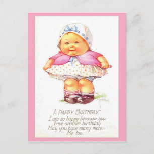 Schattig & Grappig Vintage Verjaardagsmeisje (kopi Briefkaart