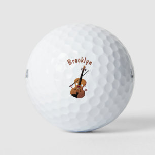 Schattig grappig viool muzikaal cartoon personage golfballen