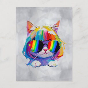 Schattig Grappige Kat (Schilderij Nr. 5) Feestdagenkaart