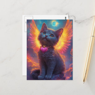 Schattig Grey Angel Kitten Briefkaart