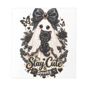 Schattig & Griezelig Design voor Zwarte Kat Hallow Notitieblok