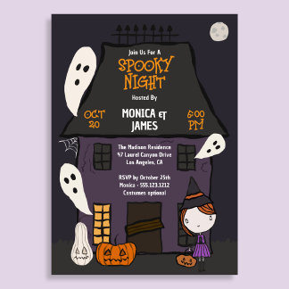 Schattig griezelig Halloween-feest Spokenhuis Kaart