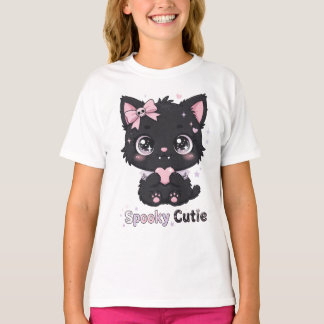 Schattig Griezelig Schattig Goth Kat Meisjes T-Shi T-shirt