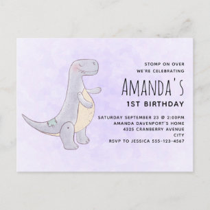 Schattig grijs dinosaurus speelgoed waterverf verj uitnodiging briefkaart