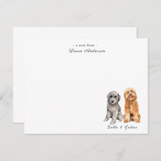 Schattig Grijs & Gouden Doodle platte notitiekaart (Voorkant / Achterkant)