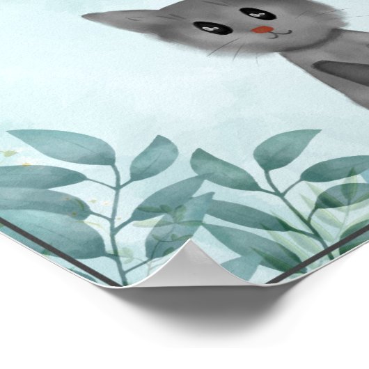 Schattig grijze katje in het Poster van het bos vo (Hoek)