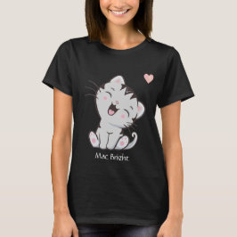 Schattig grijze tabby poes kat & hart T-shirt