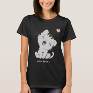 Schattig grijze tabby poes kat & hart T-shirt