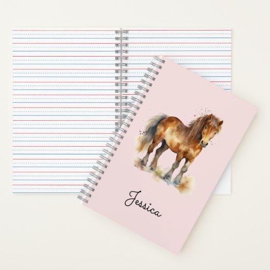 Schattig grillig bruin pony script naam paard notitieboek (Binnen)