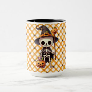 Schattig, grillig Halloween-skelet Mok