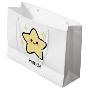 Schattig grillige gele kawaii ster monogram groot cadeauzakje
