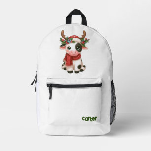 schattig/grillige kerst koe bedrukte rugzak