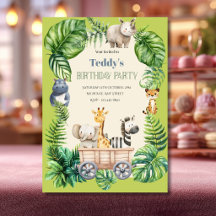 Schattig groen blad safari kinderverjaardag