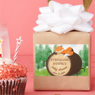 Schattig groen bos babvos baby shower rechthoekige sticker