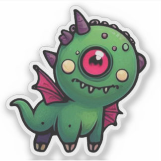 Schattig groen Cyclops-monster - Kawaii-draakbeest Sticker