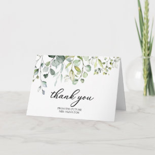 Schattig groen eucalyptus bruidsdouche bedankt kaart