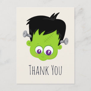 Schattig groen Frankenstein monster gezicht Bedank Briefkaart