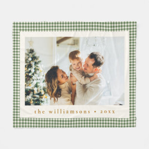 Schattig groen geruit aangepaste foto Kerstmis Fleece Deken